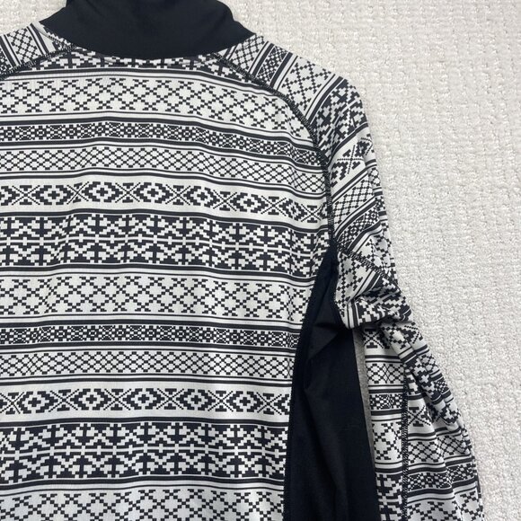 SWIX Base Layer Long Sleeve 1/2 Zip Wom L Nordic Pattern Black White Ski / Hke - Picture 12 of 13